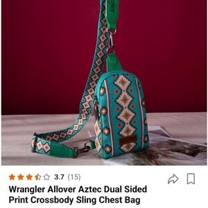 Wrangler Aztec Print Crossbody Sling Bag - Green and Brown